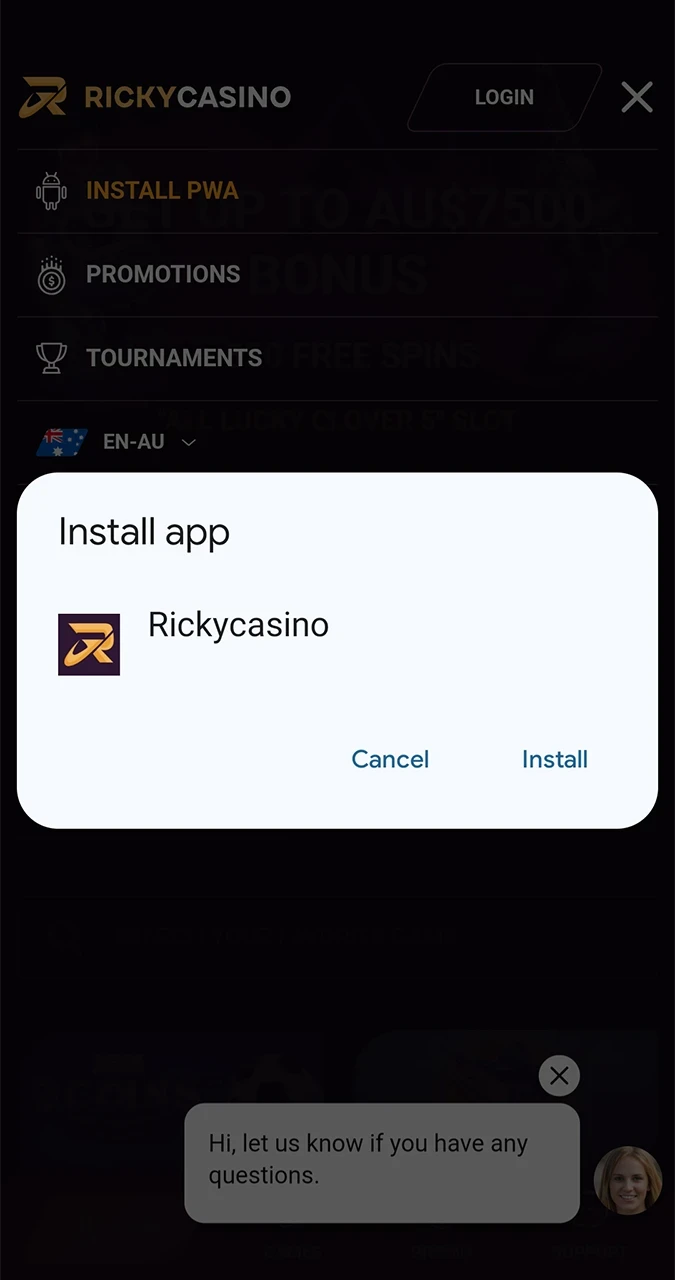 Tap the install prompt 