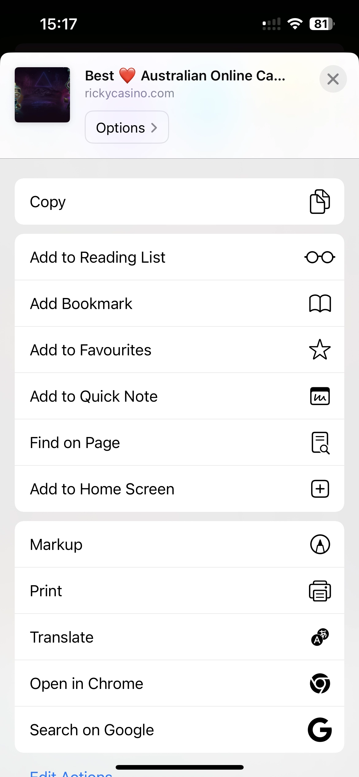Select "Add to Home Screen"