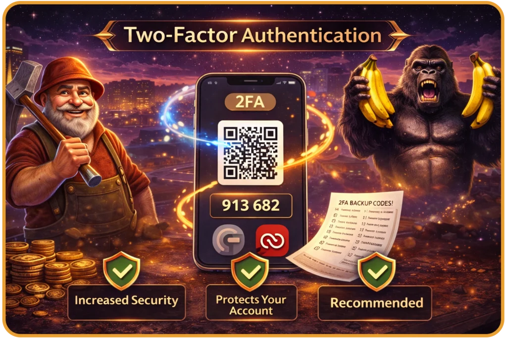 Ricky Casino two-factor authentication setup — QR code via Google Authenticator for account security